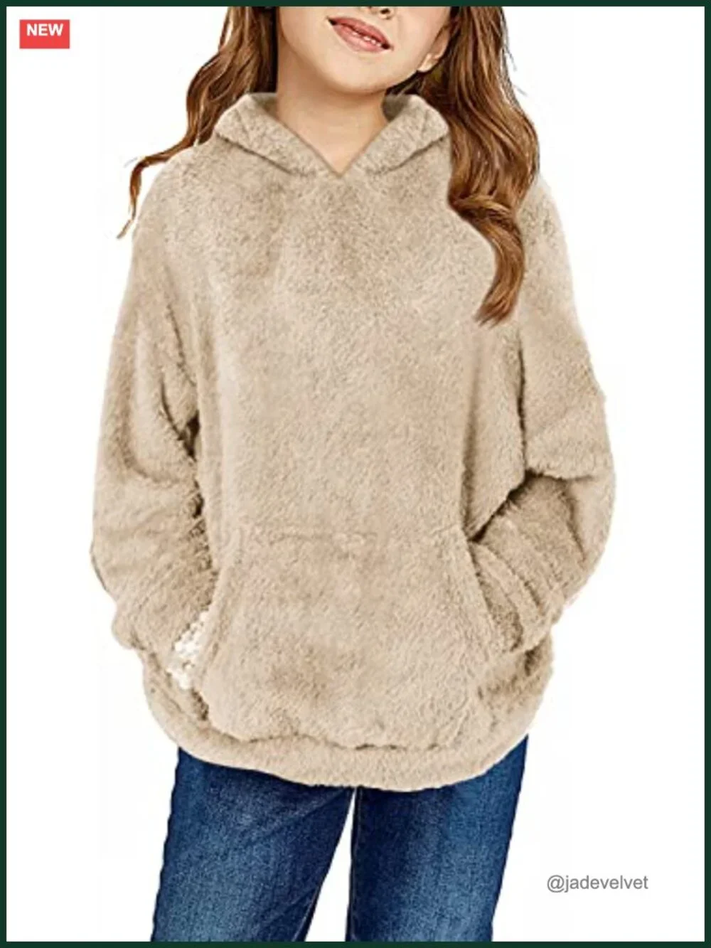 Girls Fuzzy Fleece Pullover Hoodie Sweatshirt with Pockets